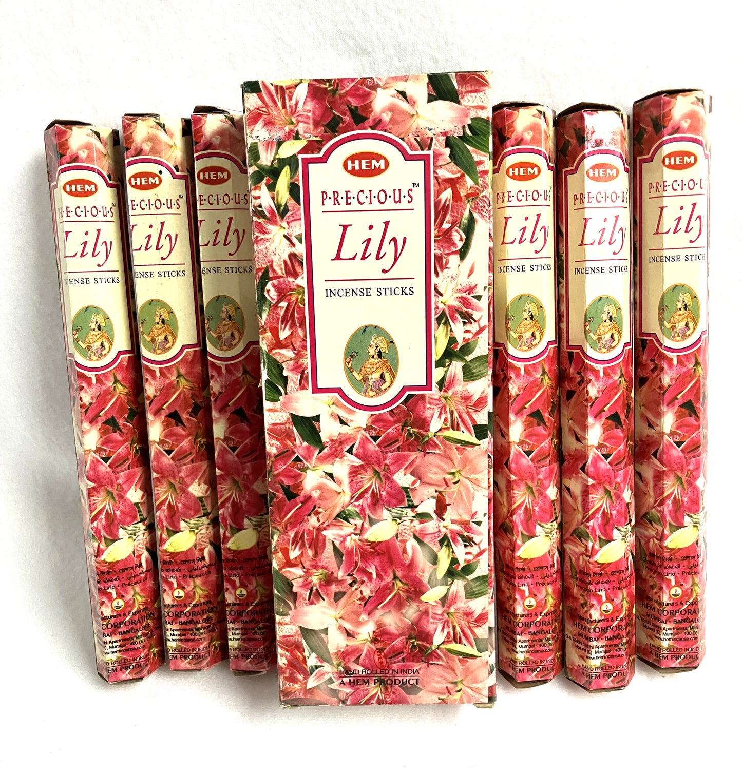 Hem Precious Lily incense sticks packaging on a white background