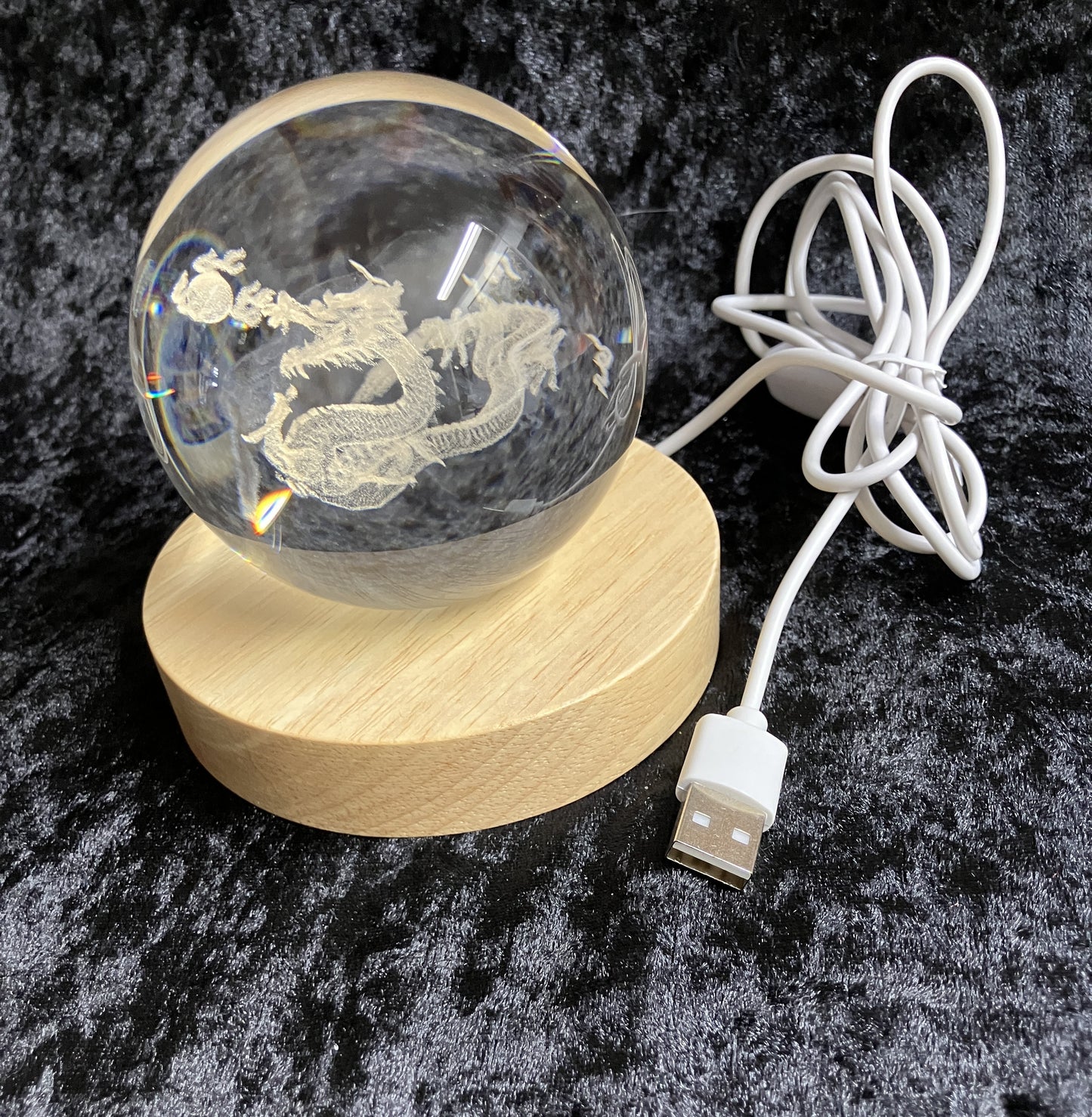 Dragon Crystal Ball with LED Light — Laser Engraved