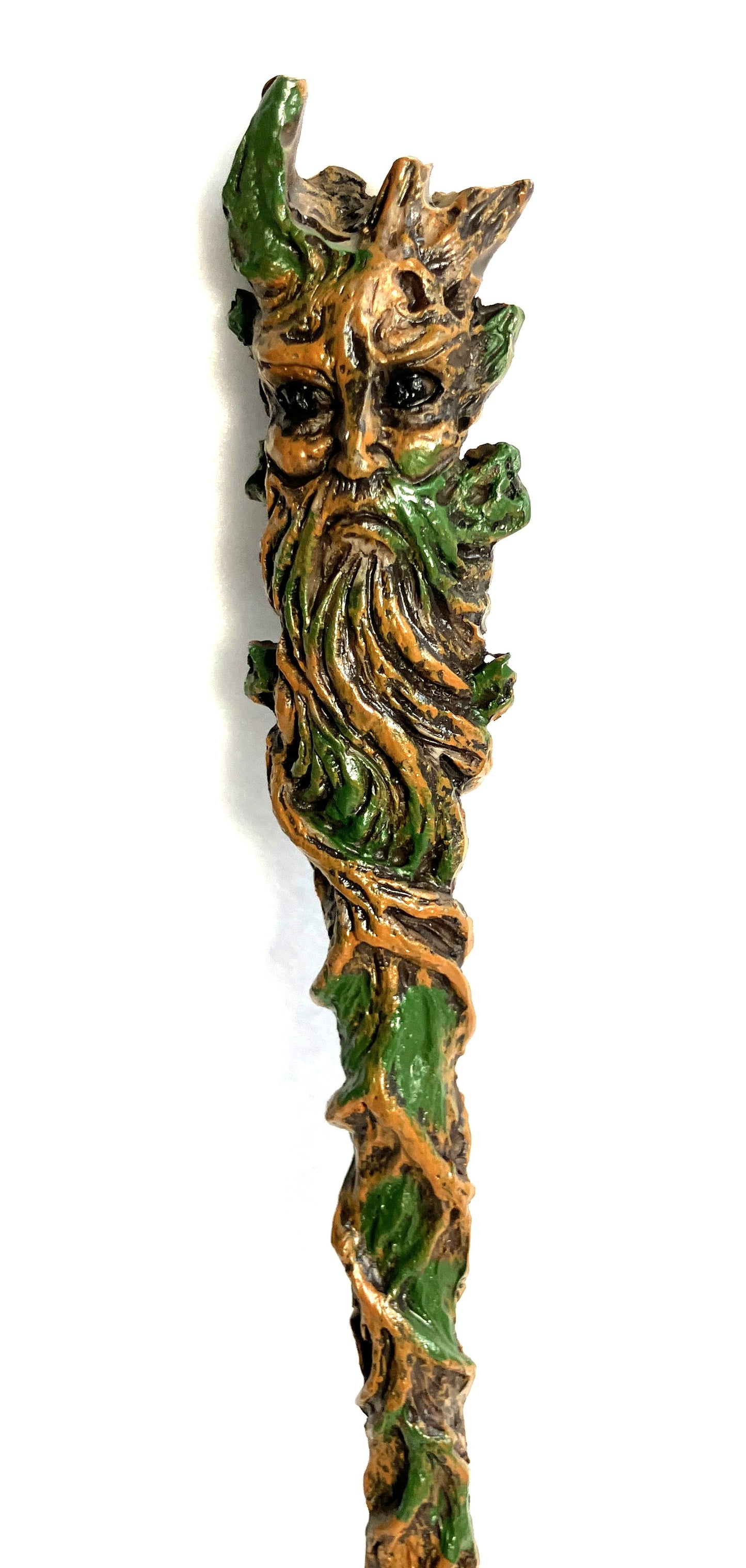Greenman fantasy Wand with leafy design shown on a white background