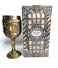 Decorative Thor goblet with intricate designs and stainless steel insert shown with  the Pacific Giftware box.