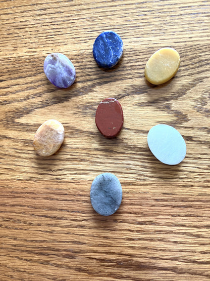 7-Stone Crystal Healing Set in Wooden Box – Oval Cabochons
