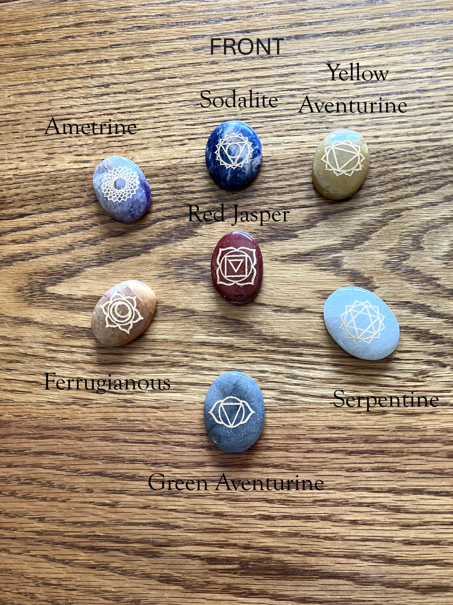 7-Stone Crystal Healing Set in Wooden Box – Oval Cabochons