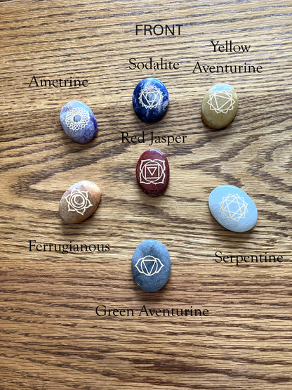 7-Stone Crystal Healing Set in Wooden Box – Oval Cabochons