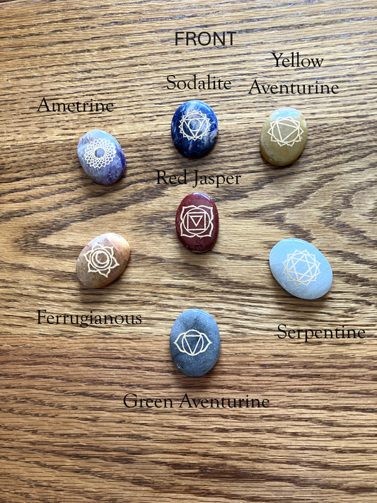 7-Stone Crystal Healing Set in Wooden Box – Oval Cabochons
