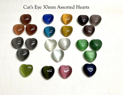 Assorted Cat's Eye Puffy Hearts