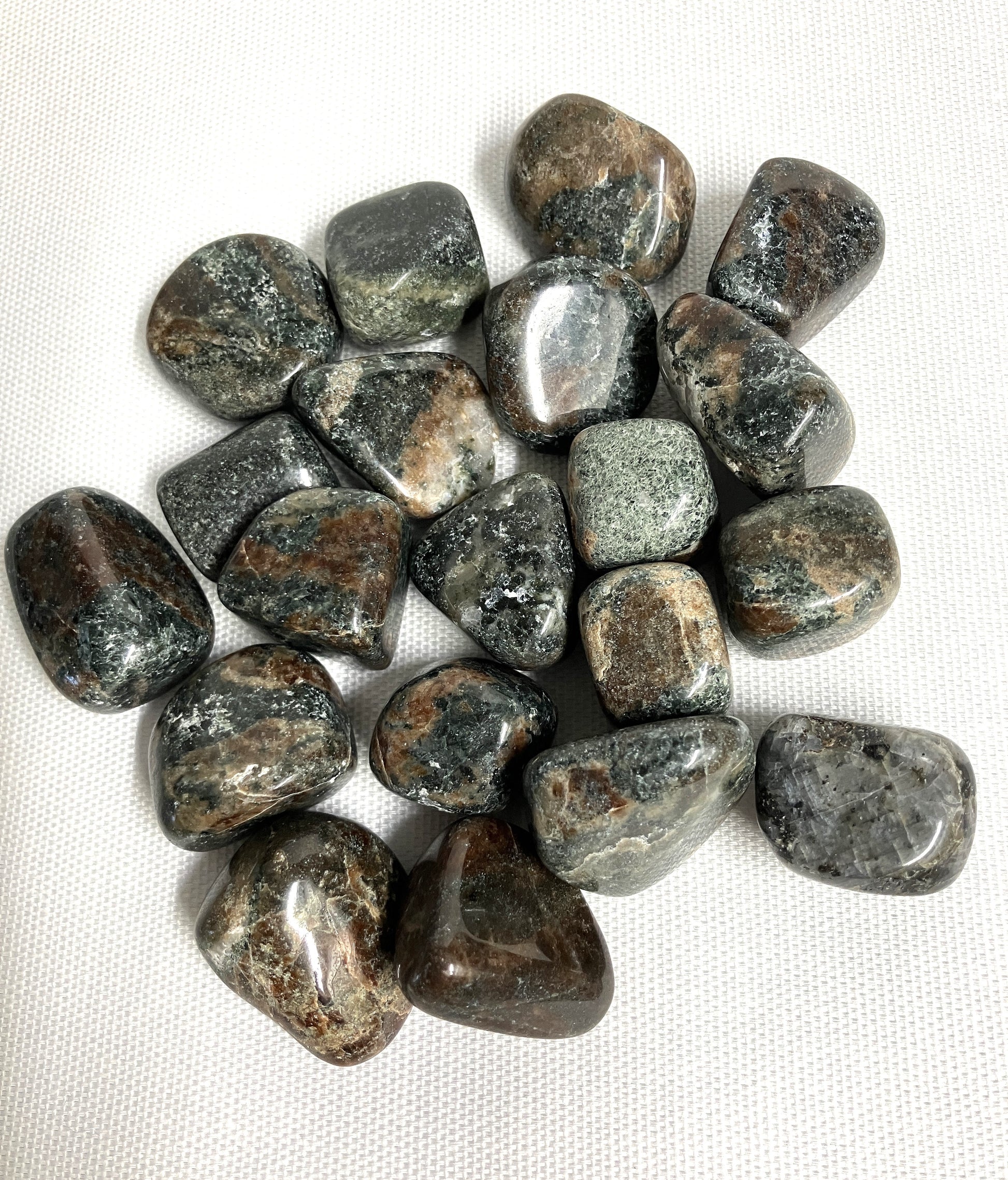 Front view of Green Garnet Crystals on a white background
