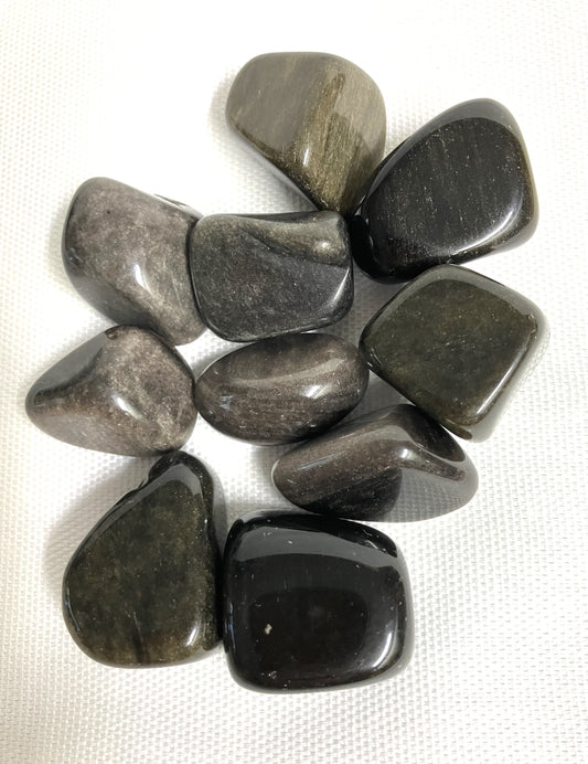 Group of Gold Sheen Obsidian showing the front side