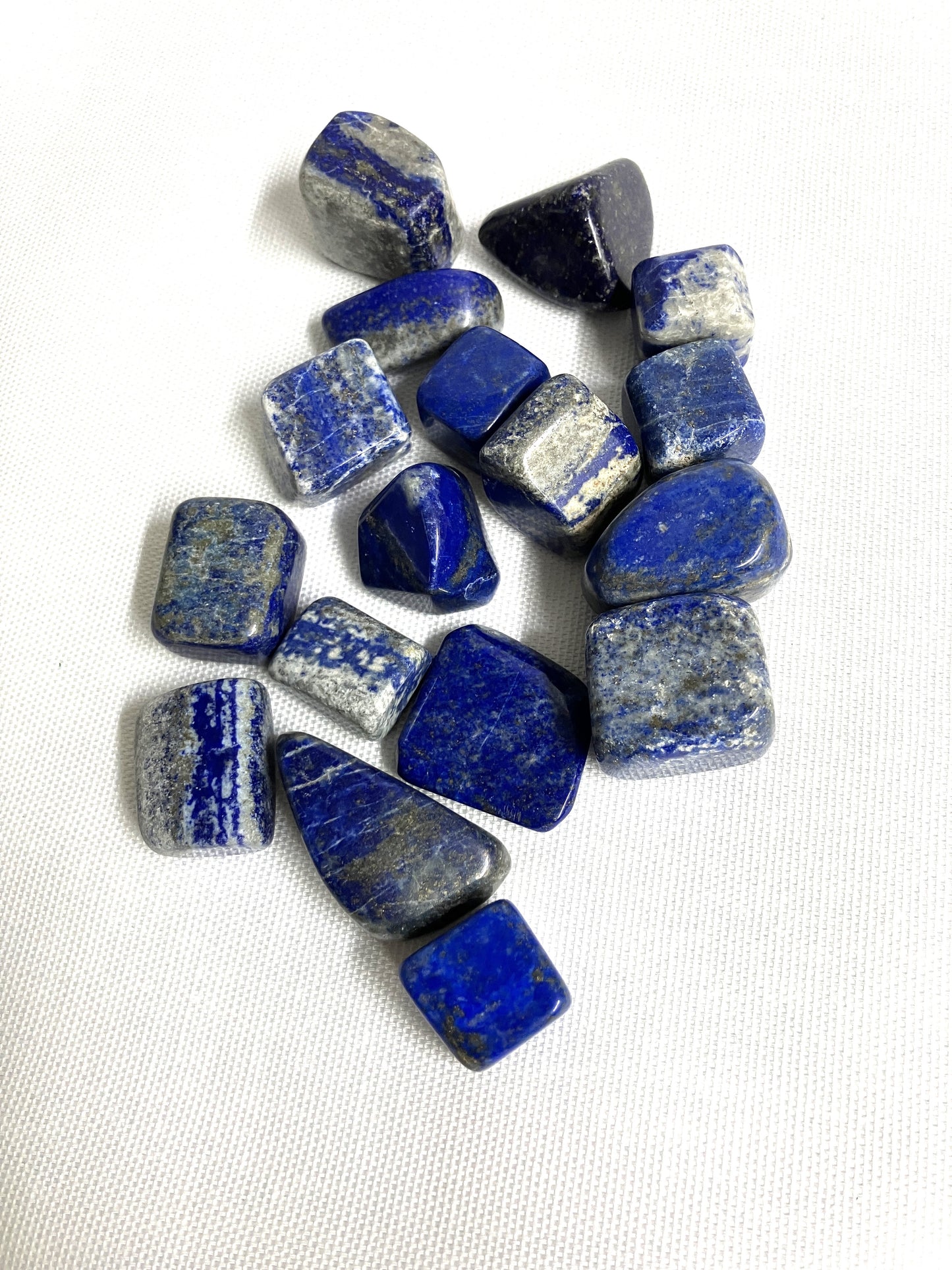 Collection of Lapis Lazuli Crystals on a white background
