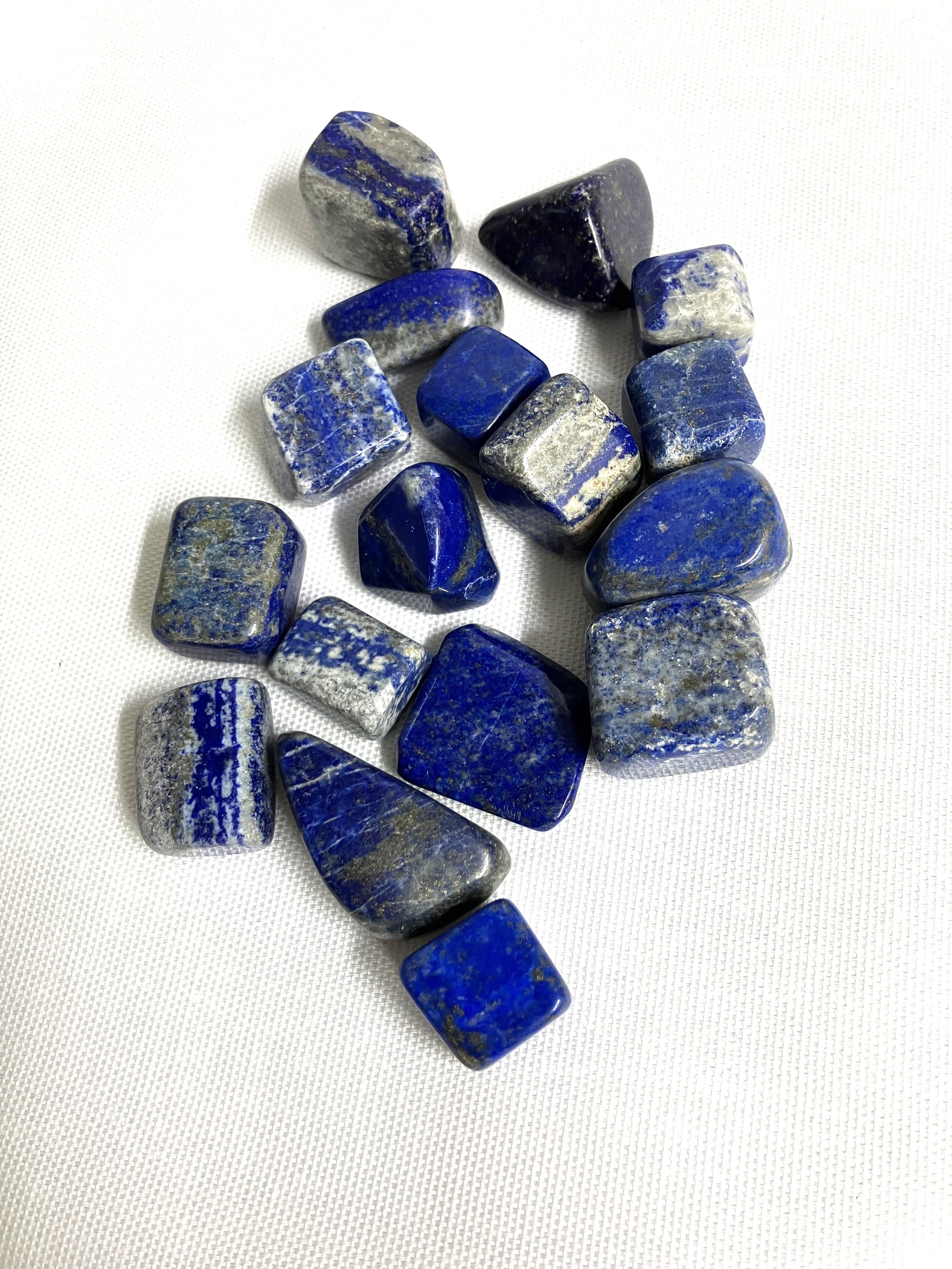 Collection of Lapis Lazuli Crystals on a white background
