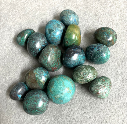 Closeup of Chrysocolla Crystals on a textured surface