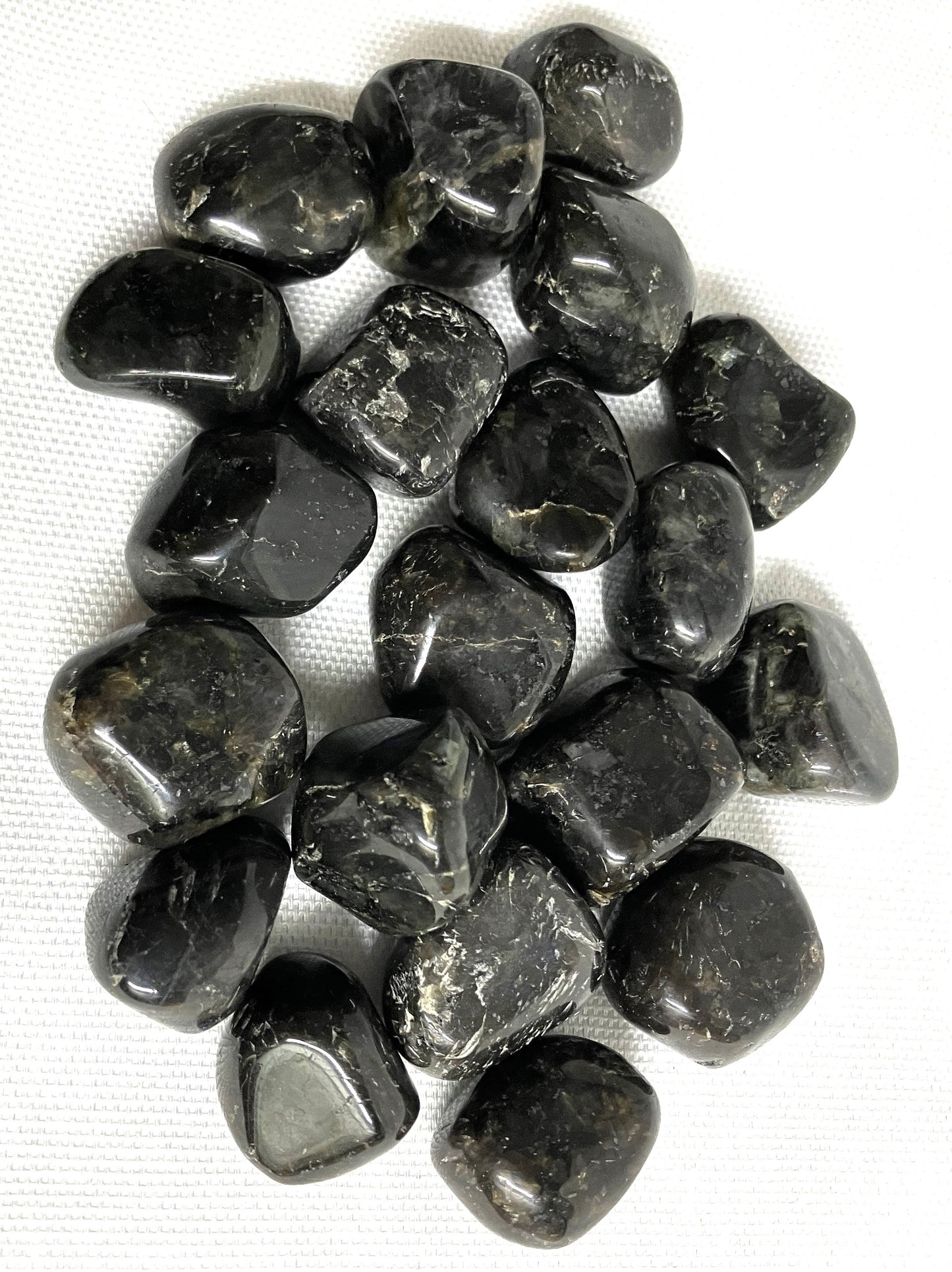 Front view of Larvikite Crystals on a white background