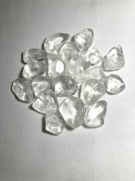 Group of Clear Crystals Quartz on a gray background
