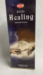 Box of HEM Divine Healing Incense Sticks with artistic design on a white background