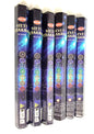 Angled View of Hem Seven Chakra Incense with Colorful Chakra Symbols on Boxes of 20 Sticks 