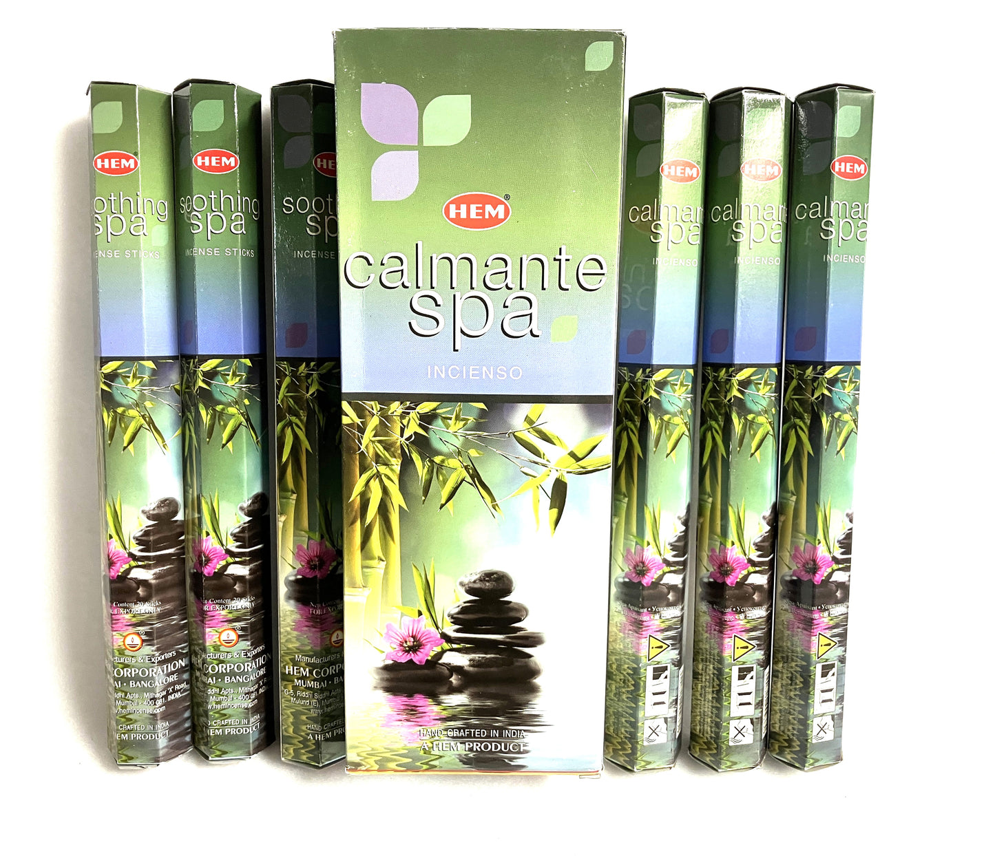 HEM Calmante Spa incense packaging on a white background