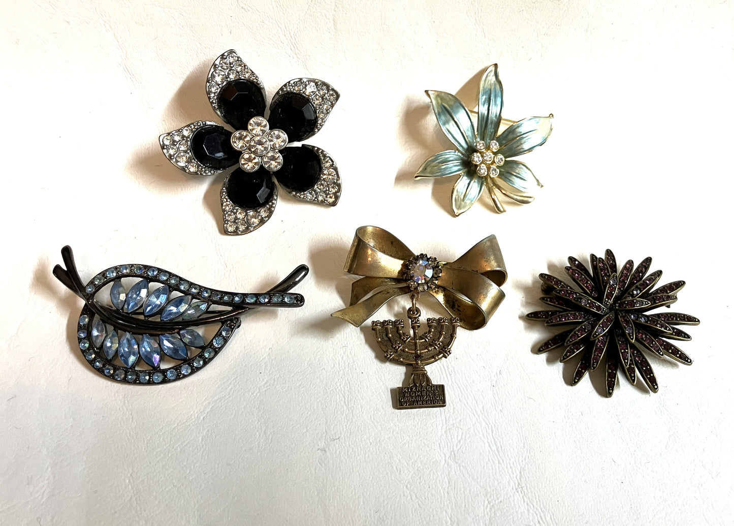 Five Vintage Brooches from an Estate Sale