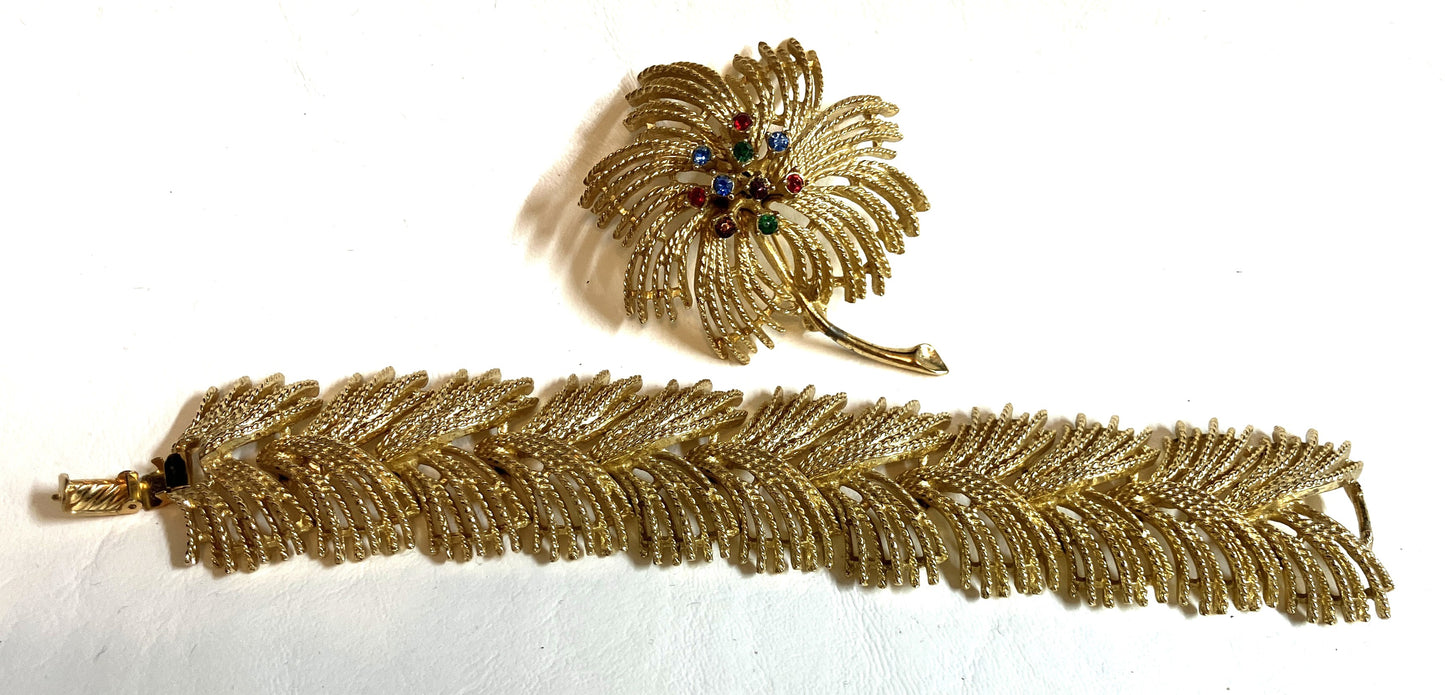 Sarah Coventry Signed Vintage Jewelry Lot of 3 pieces.  Bird of Paradise and Bracelet & Brooch