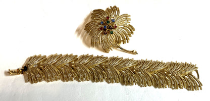 Sarah Coventry Signed Vintage Jewelry Lot of 3 pieces.  Bird of Paradise and Bracelet & Brooch