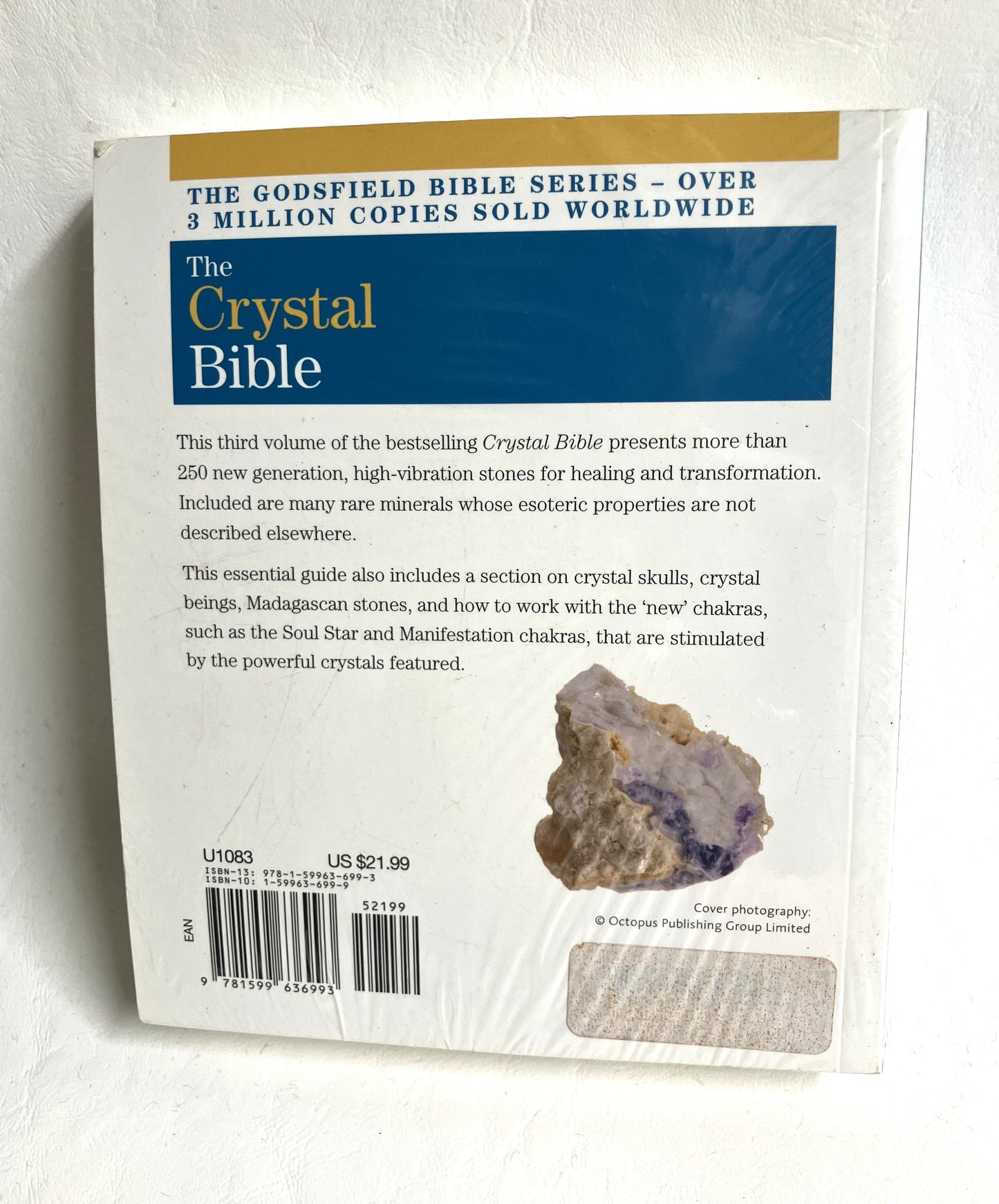 Back cover of 'The Crystal Bible 3  has a section on crystal skulls, and more.
