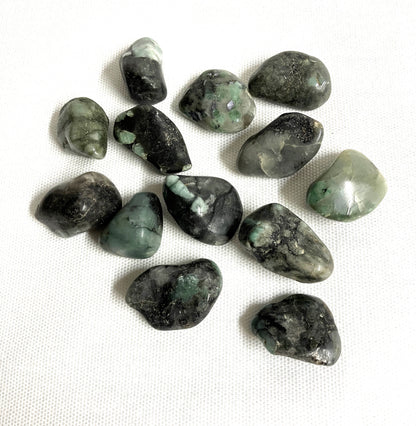 Collection of Emerald Crystals on a white background
