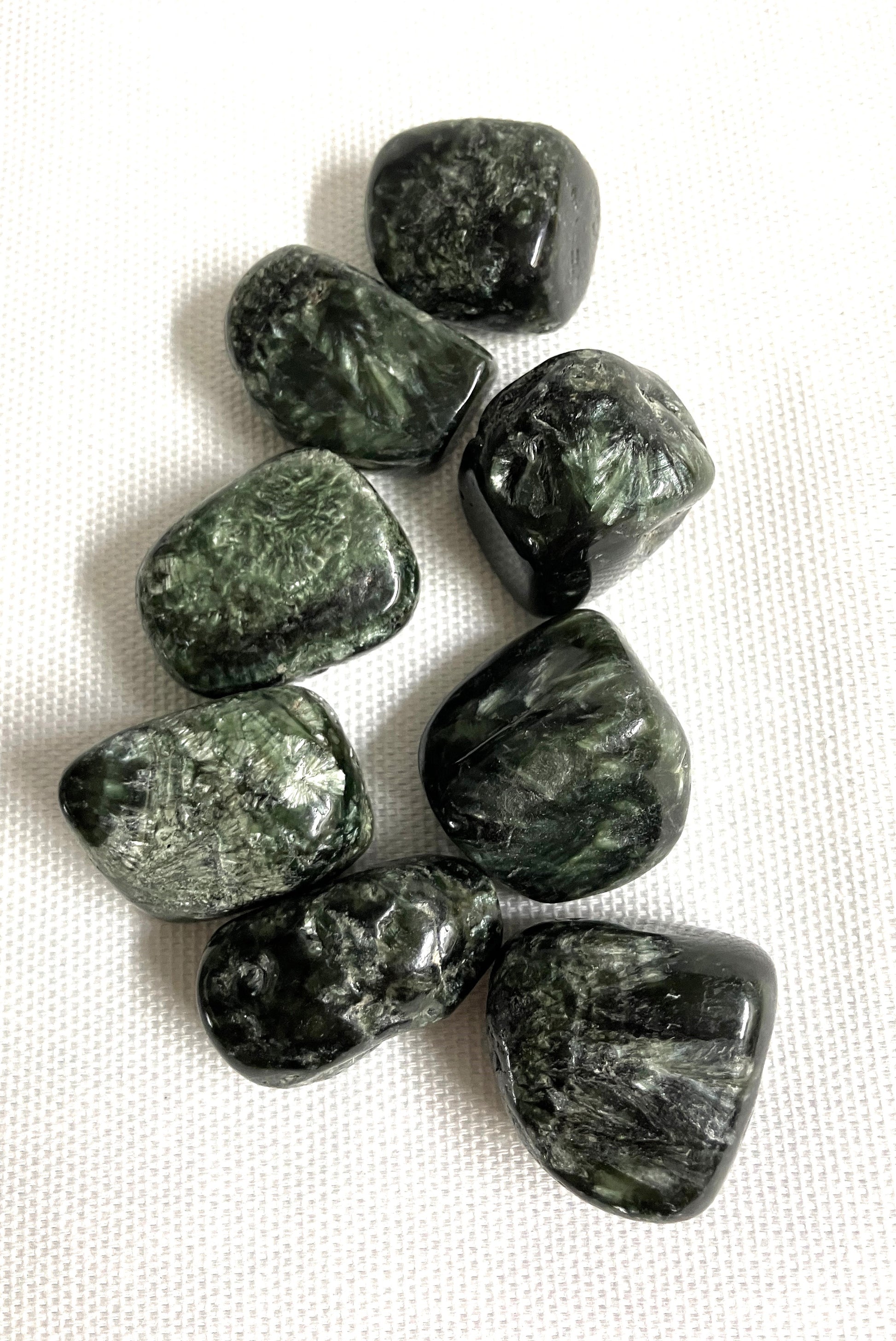Group of Seraphinite Crystals on a white background