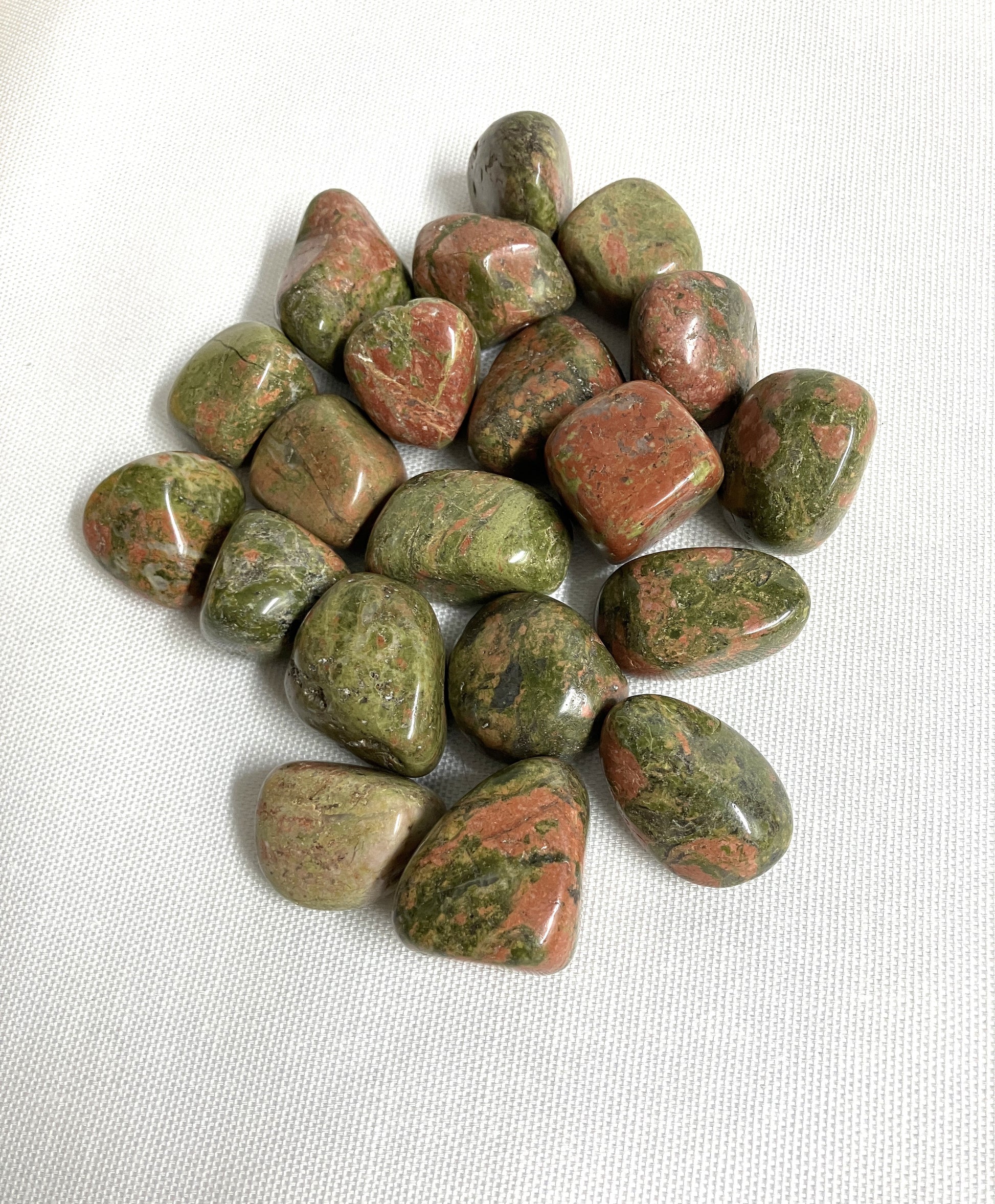 Front view Unakite Crystal on a white background