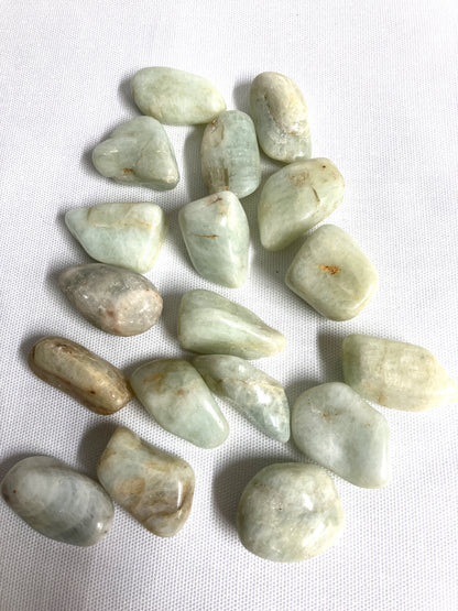 Back view of Aquamarine Crystals on a white background