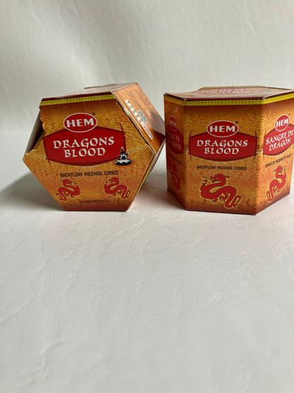 Dragon Blood → "HEM Back Flow Incense Cones – Dragon Blood scent, spiritual incense | Moonlit Crystals"
