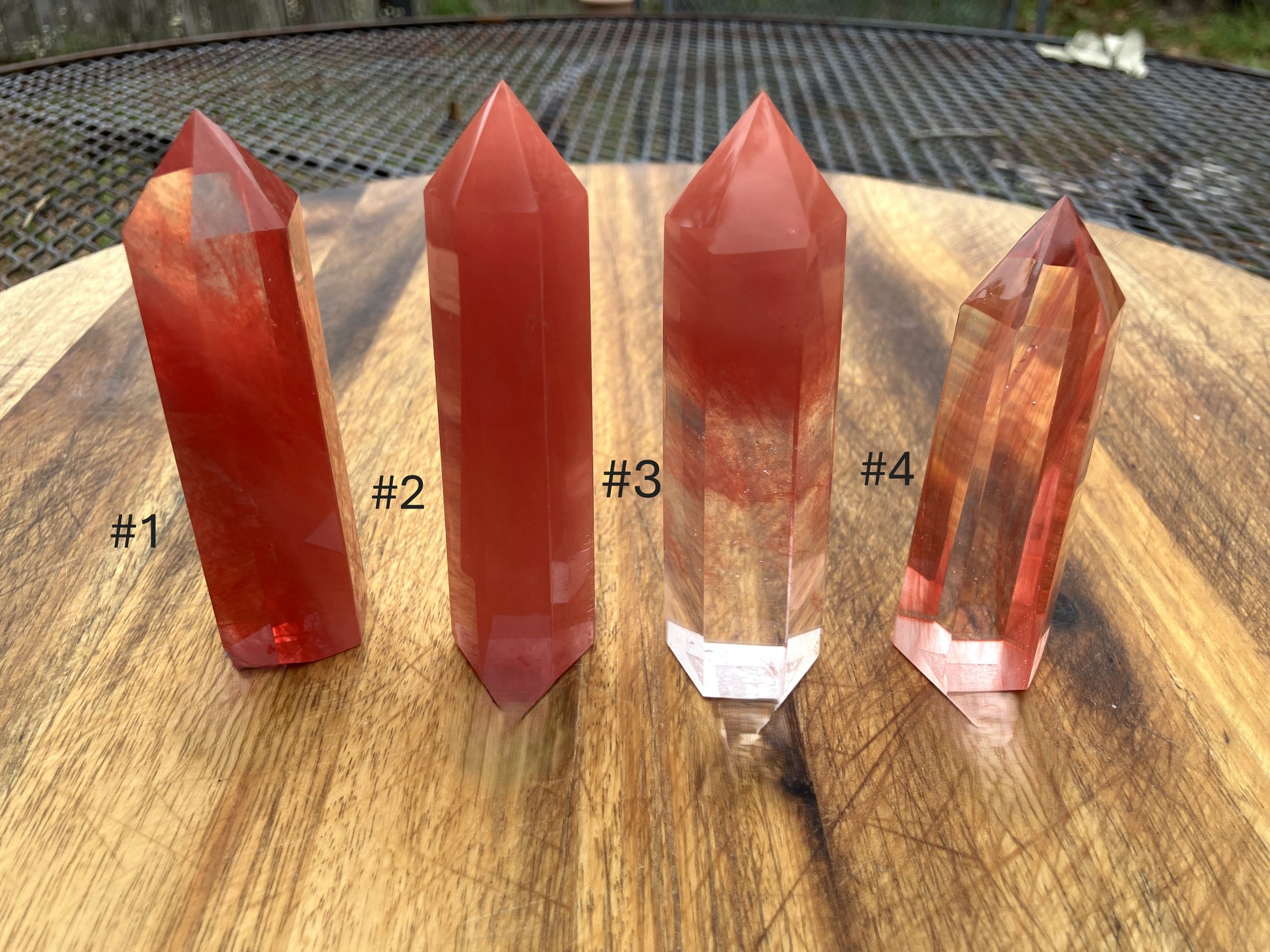 Cherry Quartz Points. These are Man Made