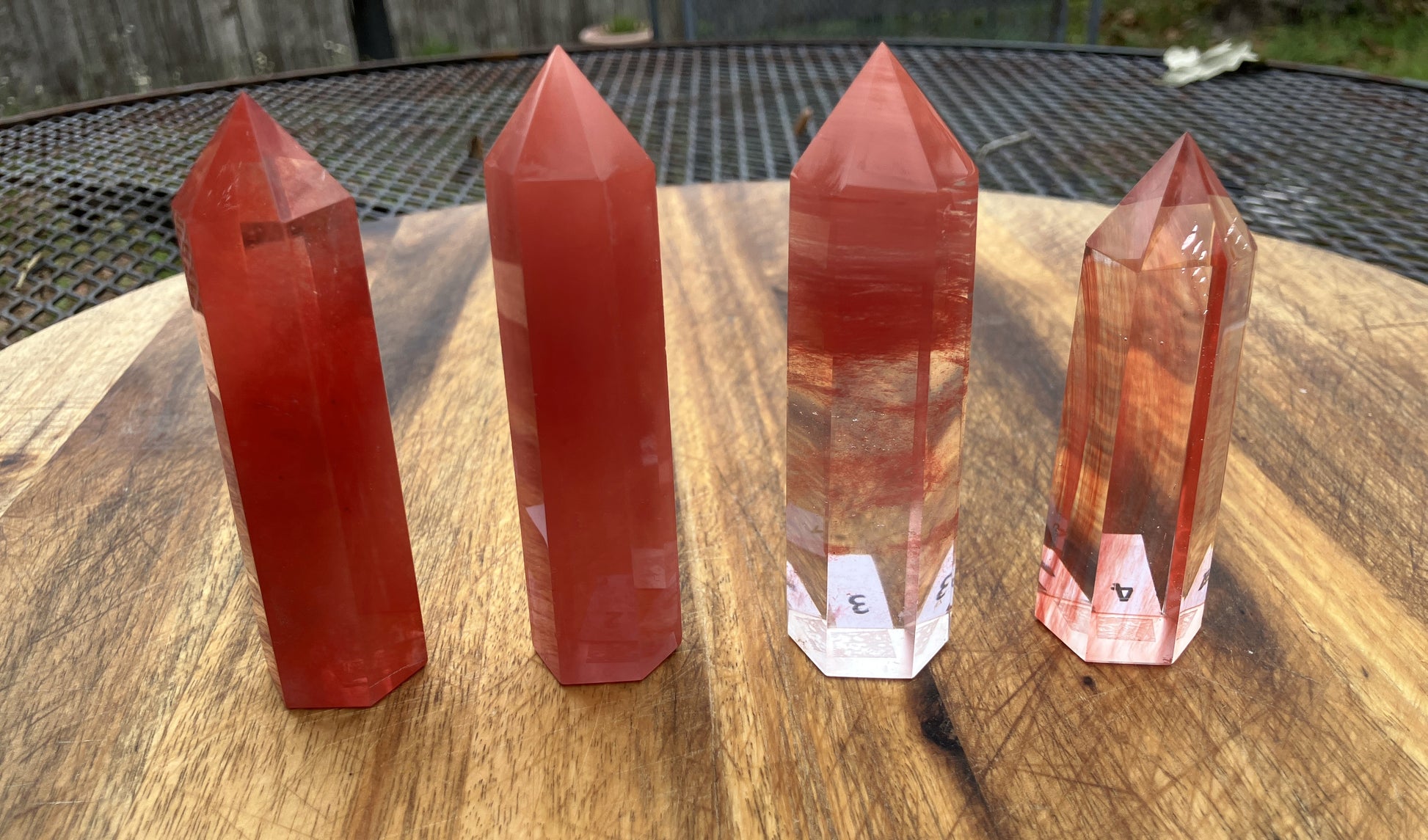 Cherry Quartz Points also known as Smelted quartz and are Man Made