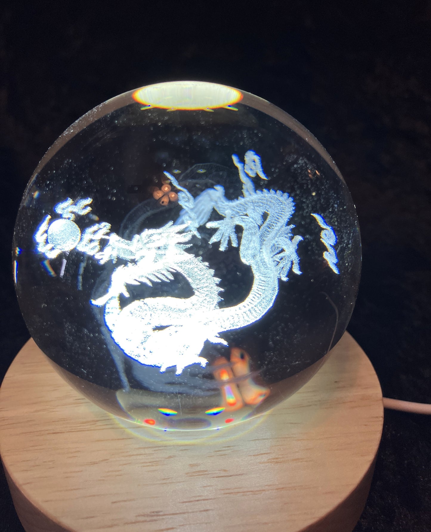 Dragon Crystal Ball with LED Light — Laser Engraved