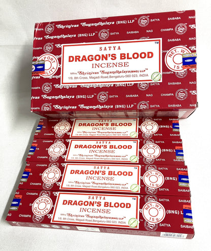 Box of Satya Dragon's Blood Incense on a white background