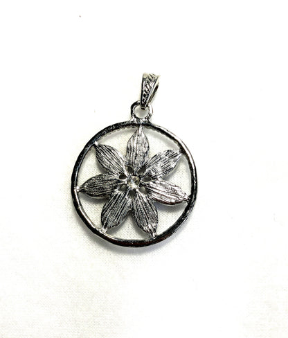 Back side of the flower necklaces with floral design shown on a white background