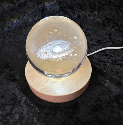 Galaxy Crystal Ball with Light