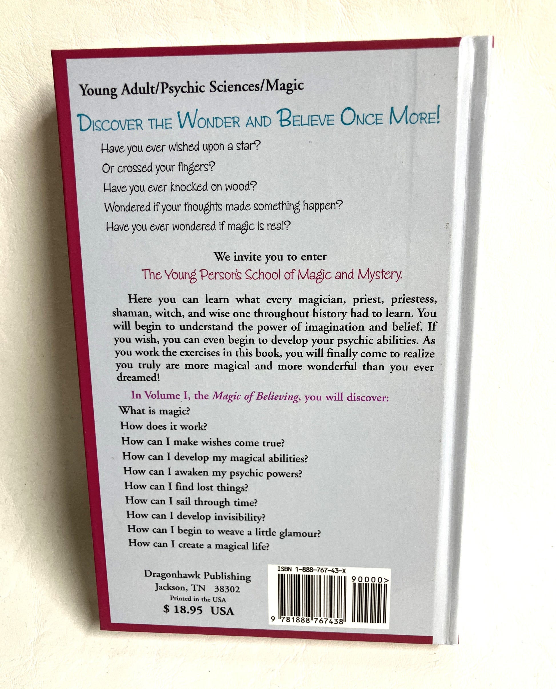 Back cover of a book titled 'Discover the Wonder and Believe Once More!' 