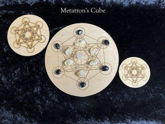 Metatron’s Cube Crystal Grid – Quartz Tower Center with Intention Crystals