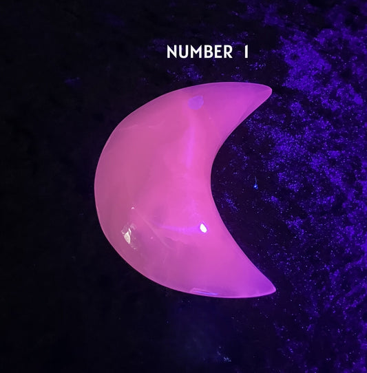 Pink Mangano Calcite Moon #1 - UV Reactive