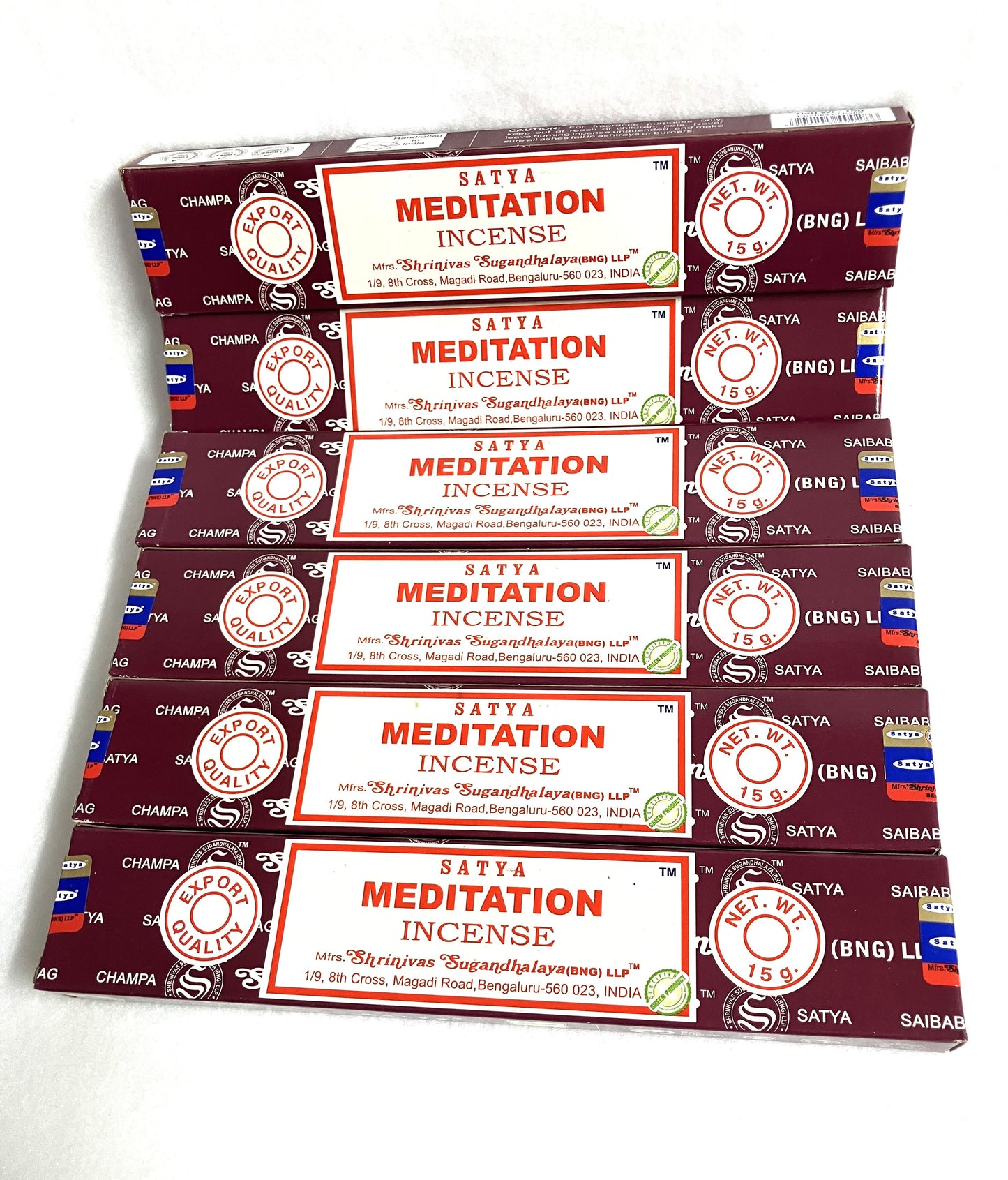 Pack of Satya Meditation Incense sticks on a white background